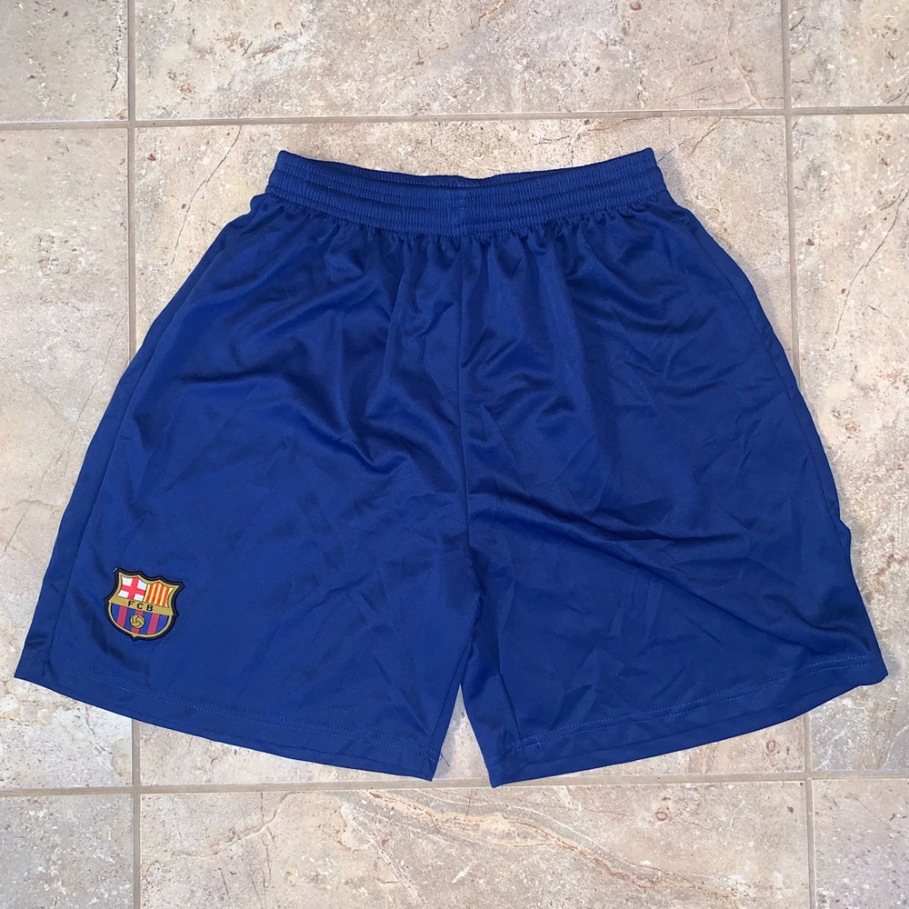 FC Barcelona Blue Shorts Elastic Waistband Inside Drawstring FCB Soccer - Men XL